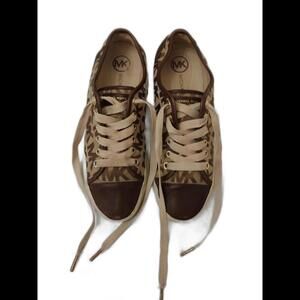 Michael Kors Brown and Tan Low Top Logo Sneakers Size 8.5